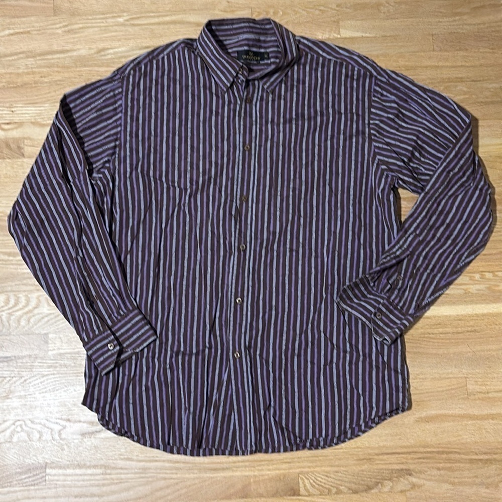 BUGATCHI Uomo 100% Cotton Long Sleeved Button Down Dress Casual Shirt - Picture 2 of 9